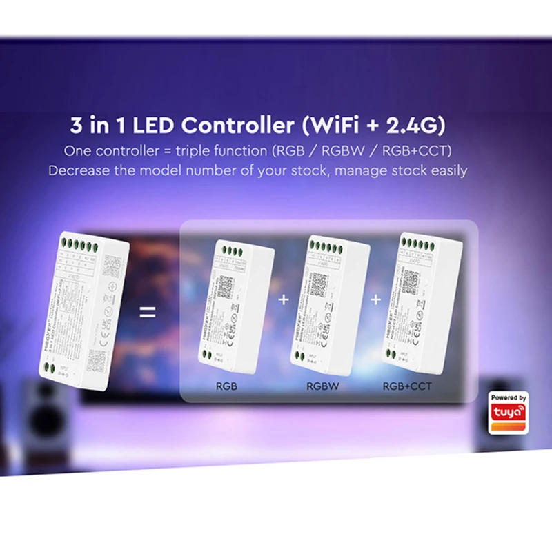 

Miboxer WIFI+2.4G LED Controller Single Color Dual White RGB RGBW RGB+CCT Smart LED Controller FUT035W FUT036W FUT037W
