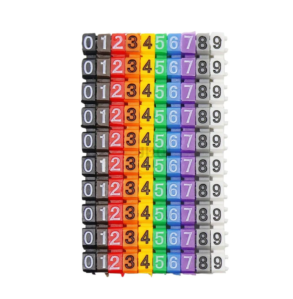 Marcatori colorati per numerazione dei cavi, lettere A-Z, etichette numeriche per cavi, design a clip, per contrassegnare i cavi con codice colore (260 pezzi, area del conduttore in rame 1,5 mm²