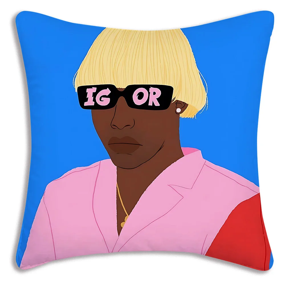 Tyler the Creator Rapper Pillow Covers Cartoon Sofa Decorative Home Double-sided Printing Short Plush Cute Cushion Cover 6
