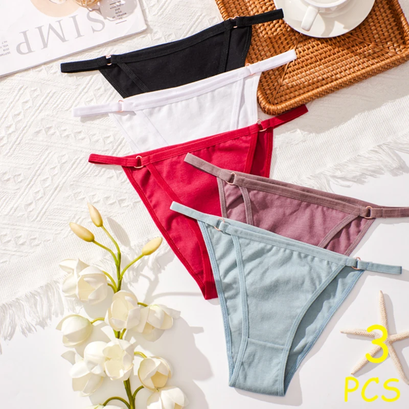 

3PCS Cotton Low Waist Sexy Women Underwear Fashion Rope Temptation Thong Soft Slim Fit Girl Panties Breathable And Cool G-string