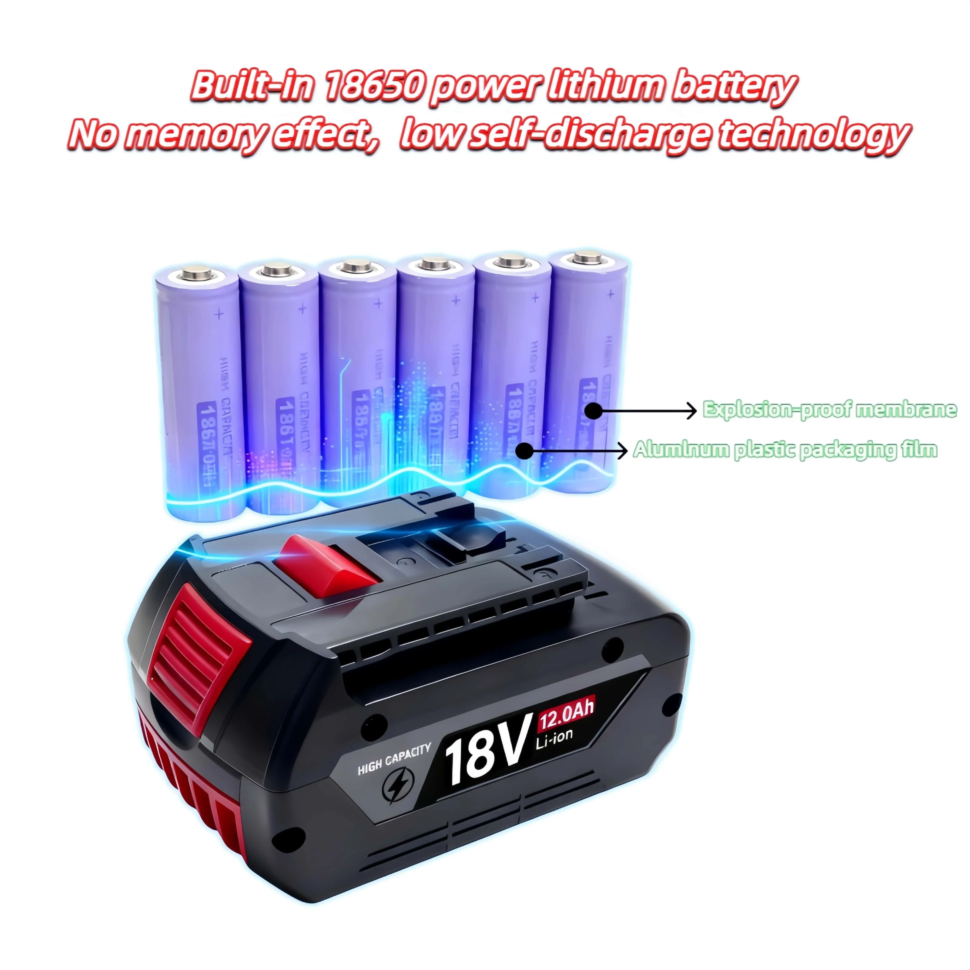 VIEDAKES for bosch 18v lithium battery 12.0Ah BMS Protection akku For bosch 18V Drill Grinder Professional Tools