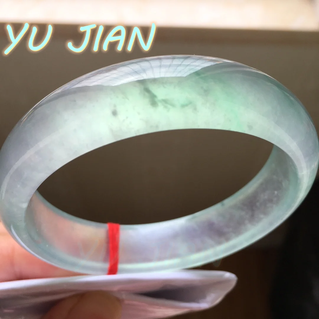 Newest Natural Jadeite High Ice Light Tone Floating Green Bracelet Elegant Jade Bangles Handring Perfect Jewelry