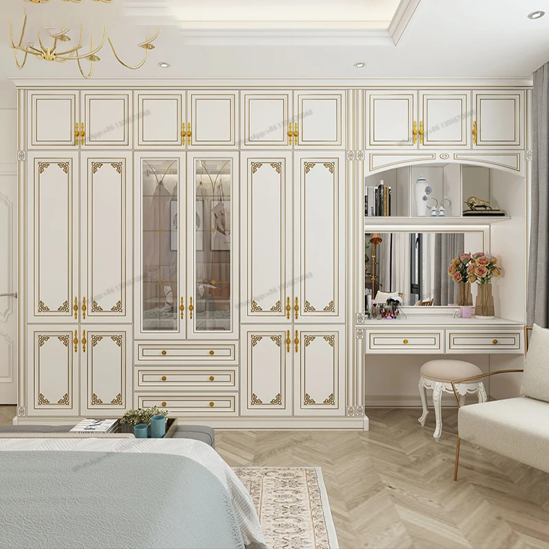 overall cloakroom, European American style, new Chinese style bedroom furniture, wardrobe, whole house lig
