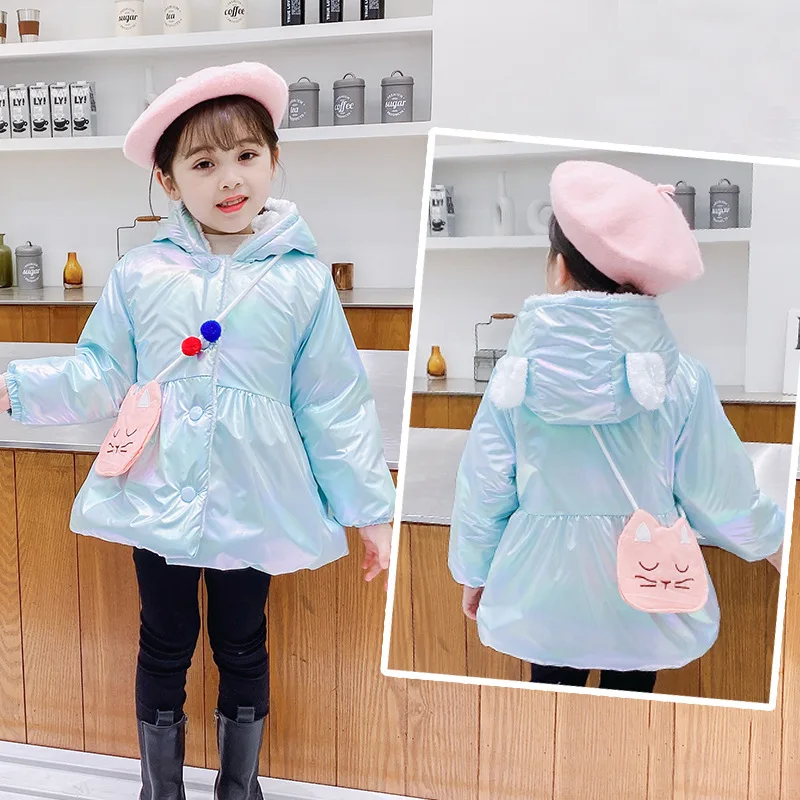 Baby Winter Cotton Coat Fleece Thickened Jacket For Girls Children's Overalls Warm Kids Snowsuit Clothes Shiny Toddler Costume