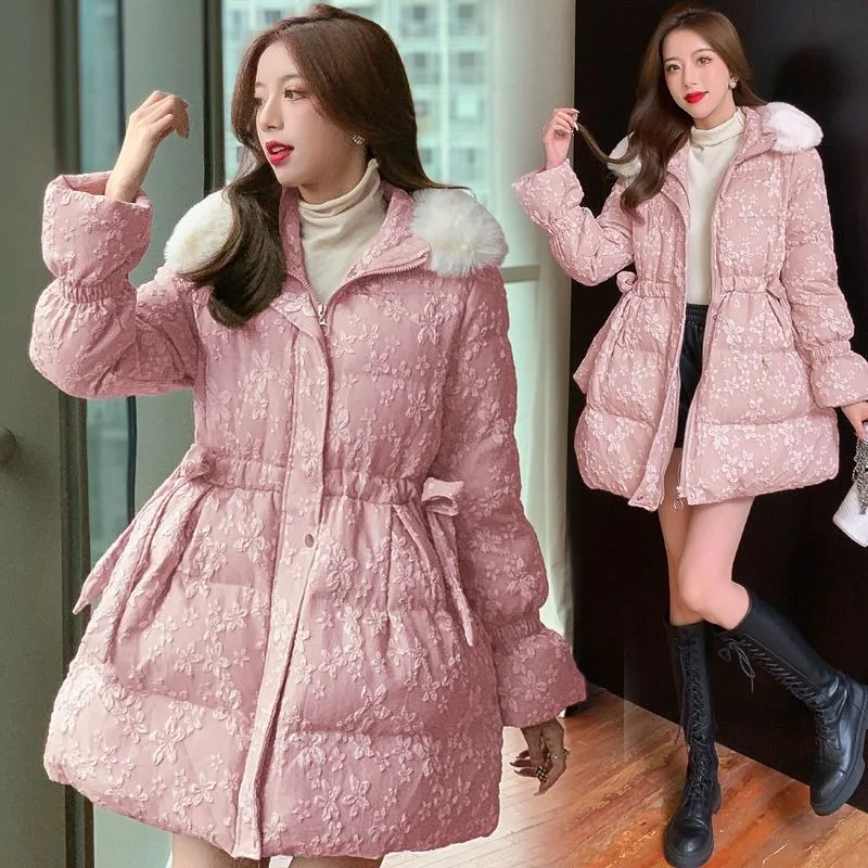 Women Cotton Coat Winter Jacket Female A Sense of Niche Design Parkas Loose Long Outwear Large Fur Collar Warm Thick Overcoat