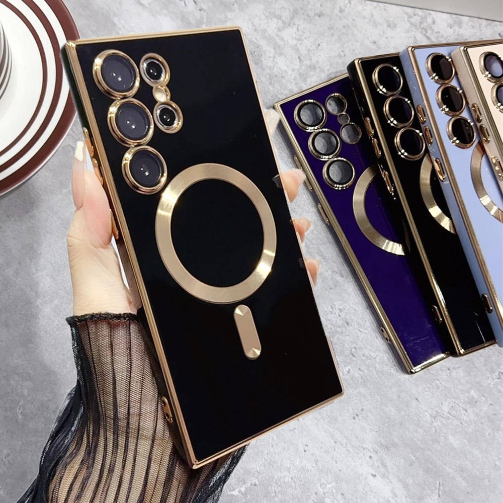 Luxury Magnetic Silicone Case with 6D Plating and Wireless Charging Compatibility