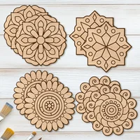 8pcs Unfinished Mandala Coloring Wooden Art Painting DIY Kit, Creative Craft Doodle Tool Kit, High-Quality Materials,Clear Lines 3