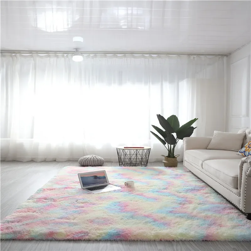 Alfombra gruesa para sala de estar, alfombra de felpa esponjosa, alfombra para dormitorio de niños, alfombra para ventana, mesita de noche, decoración del hogar, alfombra de terciopelo suave para el s