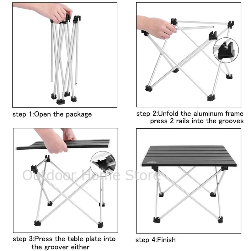 Outdoor Portable Foldable Table Lightweight Aluminum Roll Table Foldable Picnic Camping Desk Barbecue Outdoor Furniture