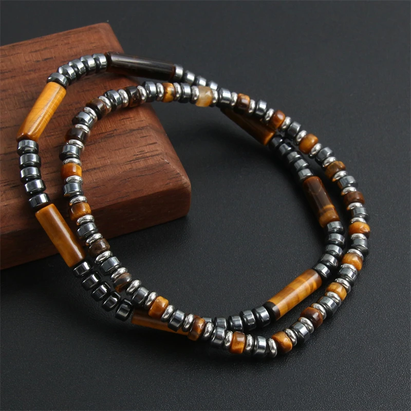 

Geometric Men Bracelet Minimalist 4mm Beads Natural Hematite Tiger Eye Stone Charm Distance Bracelets Homme Fashion Jewelry