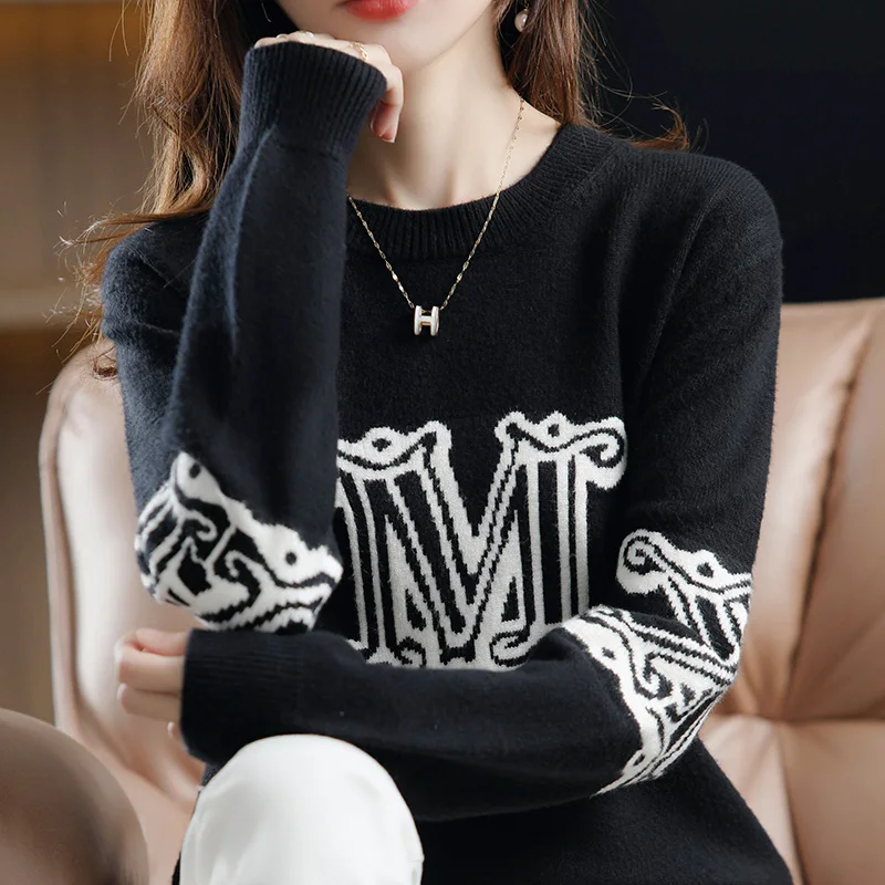 Autumn and Winter Cashmere Elegant Women's Cashmere Pullover O Neck Slouchy Loose Soft Women's Sweater Fashion Pullover 4