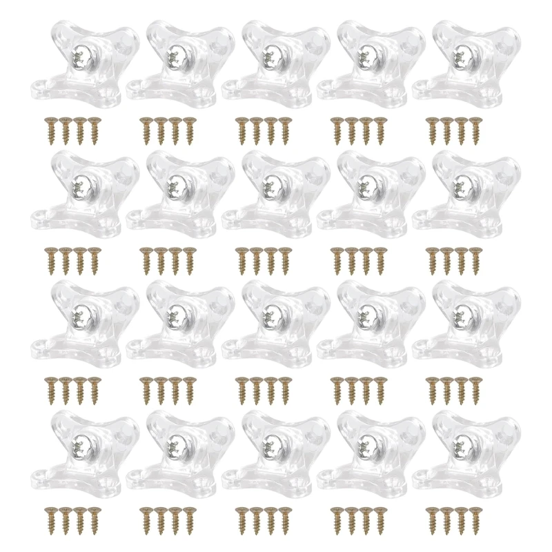 

20 Pcs Small Removable Corner Brace Clear Butterfly Corner Code Heavy Duty Corner Brackets with Screwdriver & Screws