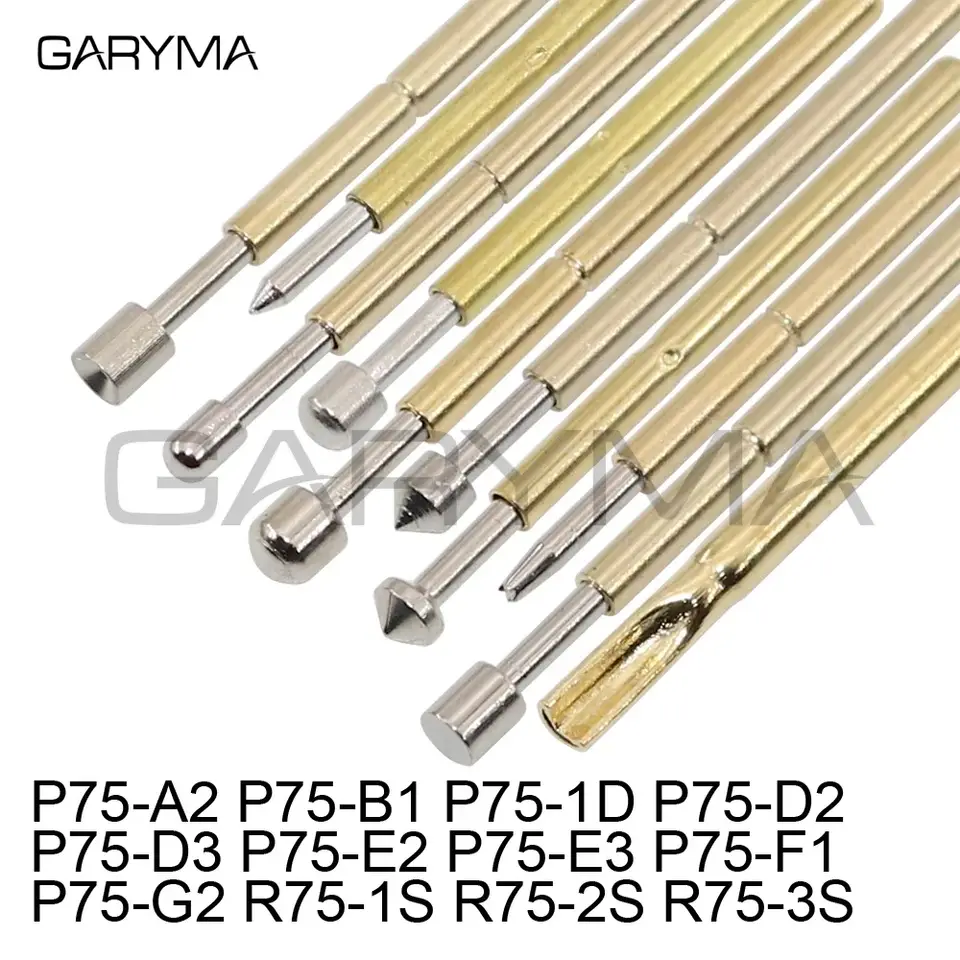 100Pcs P75-A2 P75-B1 P75-1D P75-D2 P75-D3 P75-E2 P75-E3 P75-F1 P75-G2 R75-1S R75-2S 3S Spring Test Probes Pogo Pins Receptacle image 1