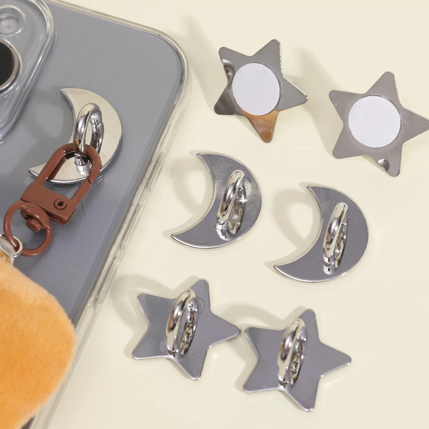 Versatile Metal Phone Charm Hook & Finger Ring Stand with Adhesive Grip