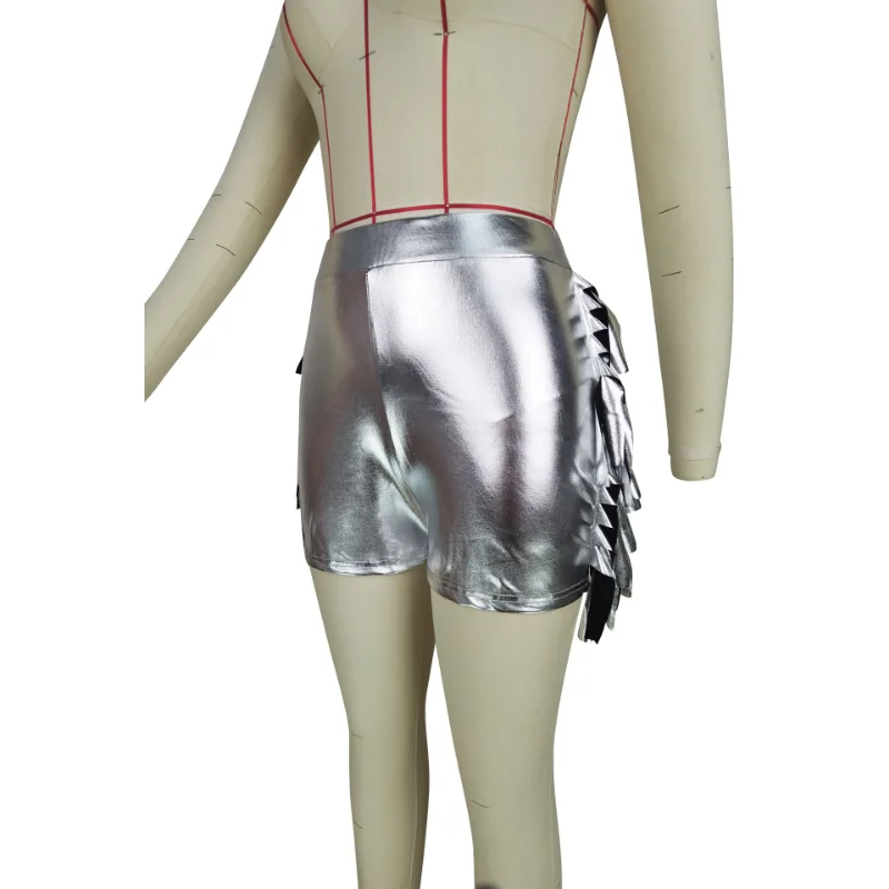 Metallic Color Women Punk Shorts with Tassel High Waist Skinny Short Pants 2023 Summer Activewear Sexy Night Club Party Capris