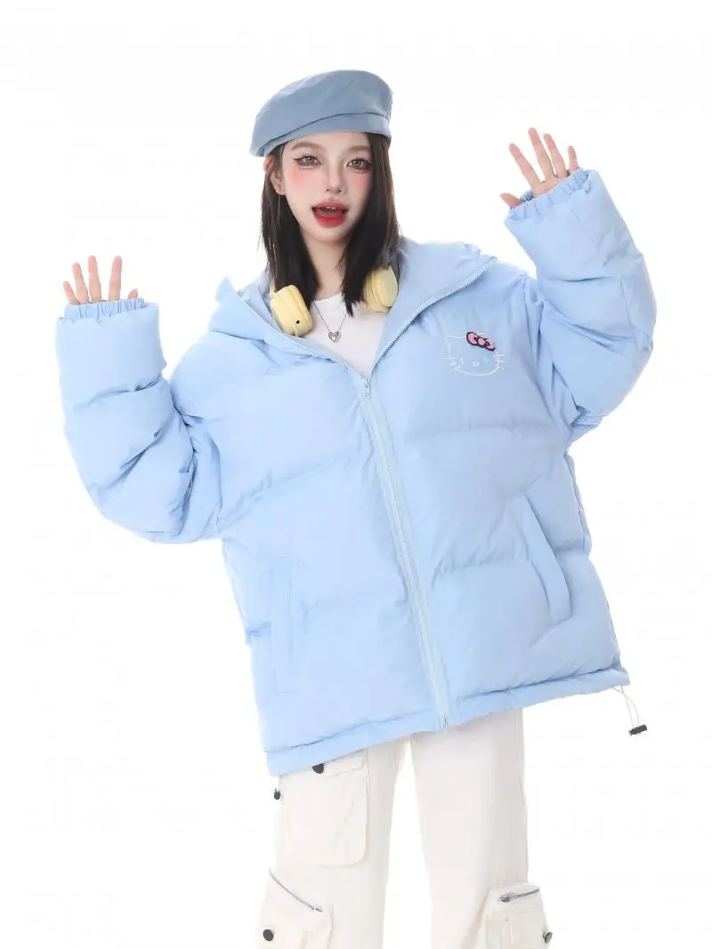 Hello Kitty Jacket Homemade Cotton Cartoon Sanrios Clothes Woman American Loose Sports Coat Kawaii Girls Padded