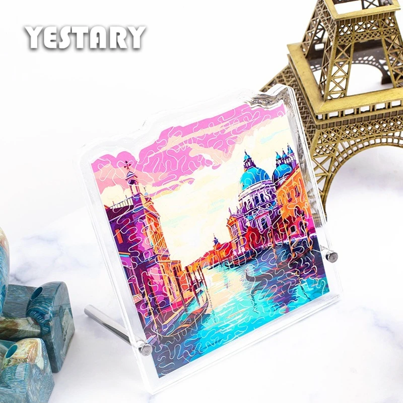 

YESTARY Acrylic Puzzle with Stand Venice Irregularities Puzzles Board Game Kid Toys Brain Teaser Educational Toy For Adult Child