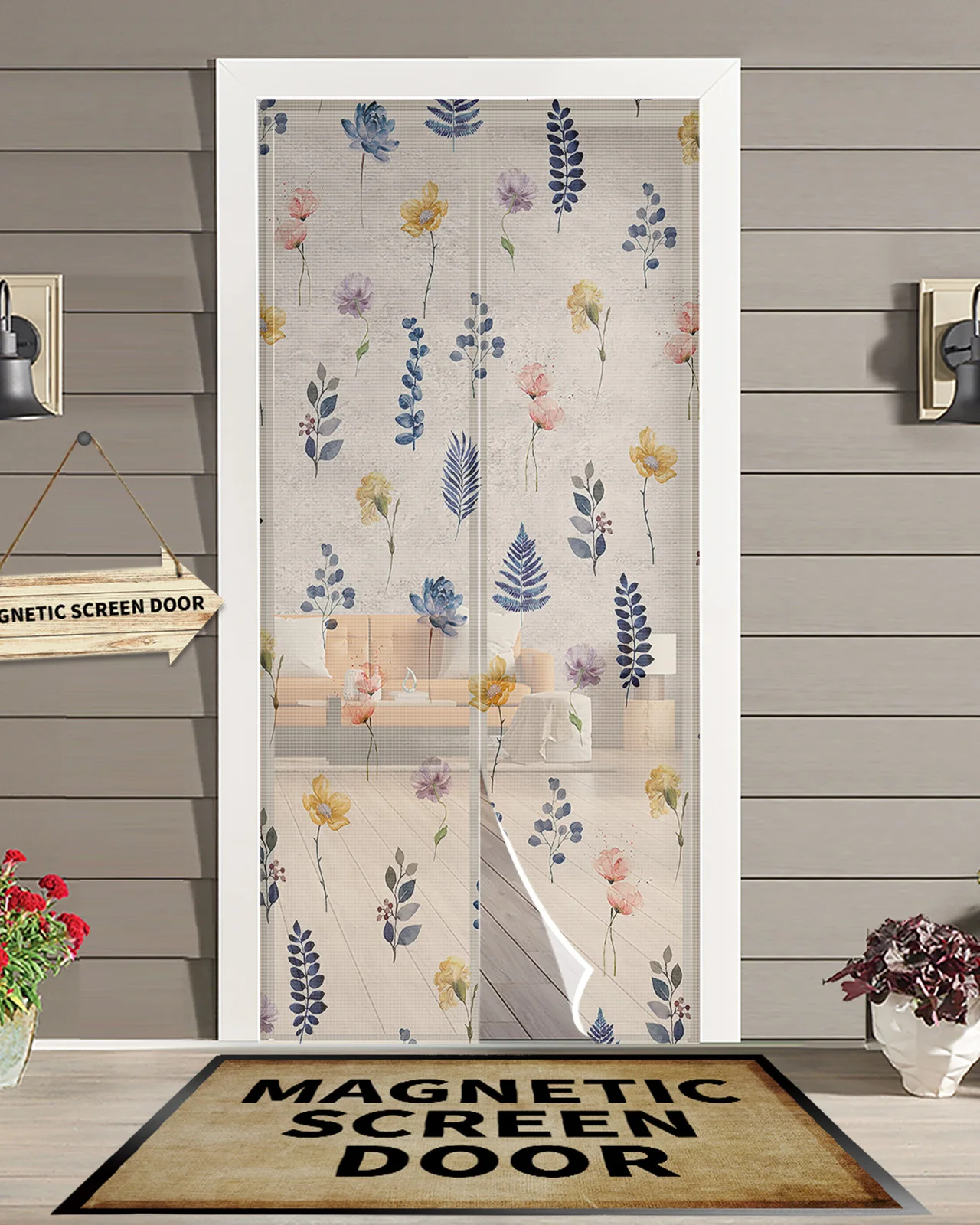 

Flower Leaves Summer Magnetic Screen Door Curtain Anti Mosquito Net Insect Fly Bug Kitchen Curtains