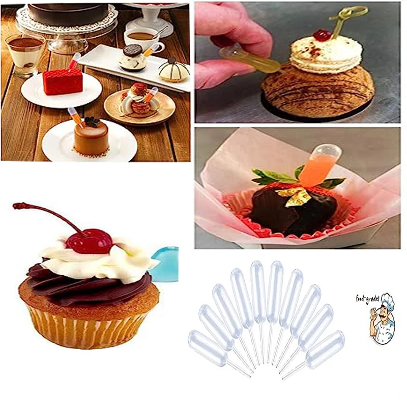 50/100/300 pieces 4ml creative plate sauce dropper macaron dessert squeeze sauce suitable for chocolate cupcake baking tools Disposable Dropper
