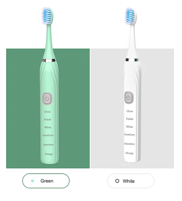 Sonic Electric Toothbrush 5 Mode USB Charger Timer Brush Rechargeable Deep Clean Tooth Brushes Replacement Heads Set For Adults 6