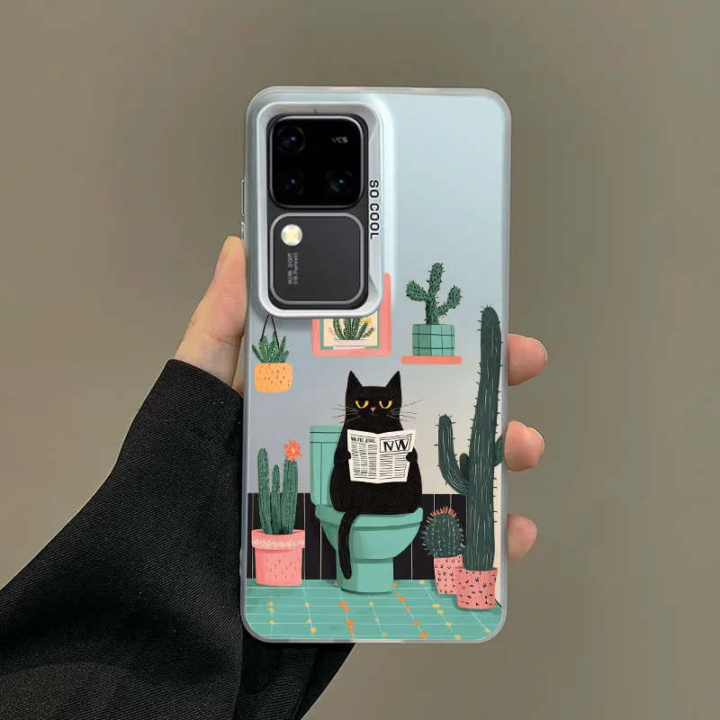 Für Samsung S21 S23 S24 FE S25 S24 S23 S22 Ultra Plus Laser Telefon Fall Schwarze Katze Lesen Sitzen Auf Die Closes Stoßfest Abdeckungen – Detail 1
