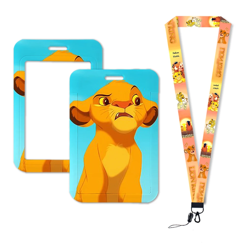 Disney The Lion King Simba Neck Strap Lanyard Anime Boys Card Cover Cartoon Badge Holder ID Card Students Hang Rope Gift 3