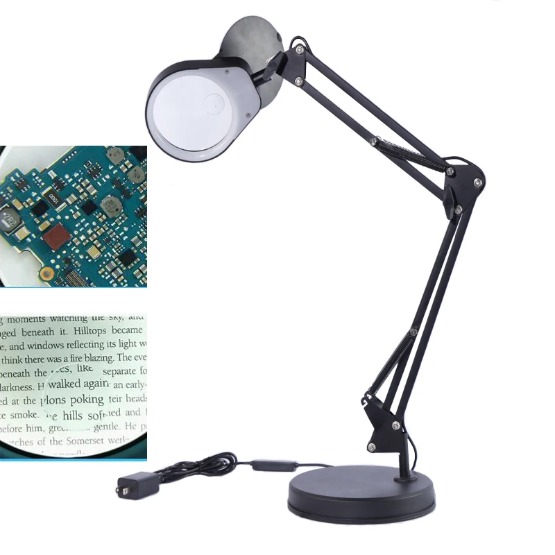 8X15X Desktop Magnifying Glass with Light and Sturdy Base Stand Great to  Repair Tech Gadgets Hands-Free Reading Soldering