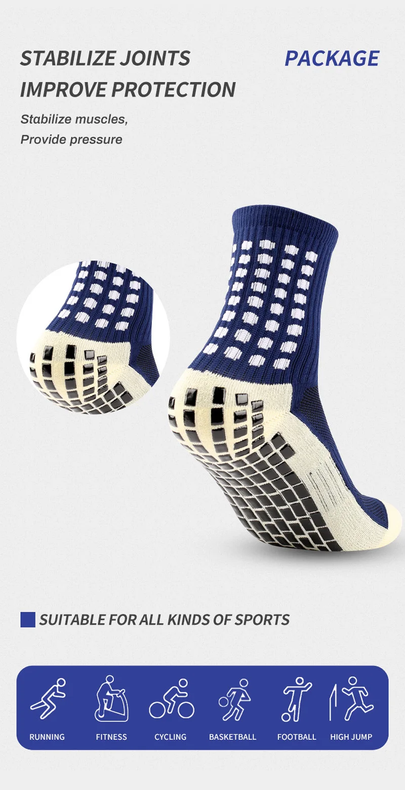 1 Paar Rutschfeste Fußballsocken Antirutsch-Socken für Fußball Basketball Tennis Outdoor-Sport Grip-Socken für Radfahren Herren-Socken – Detail 8