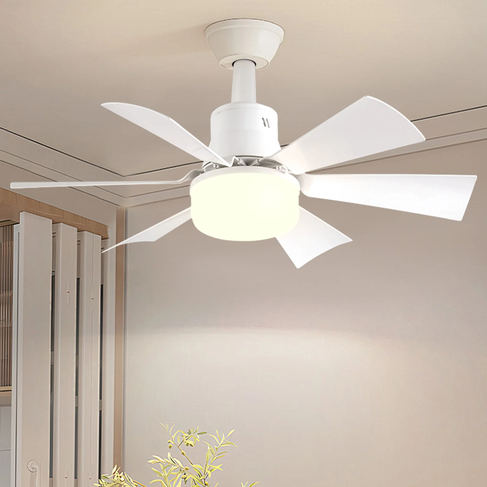 White Plastic Ceiling Fan Light with Remote Control