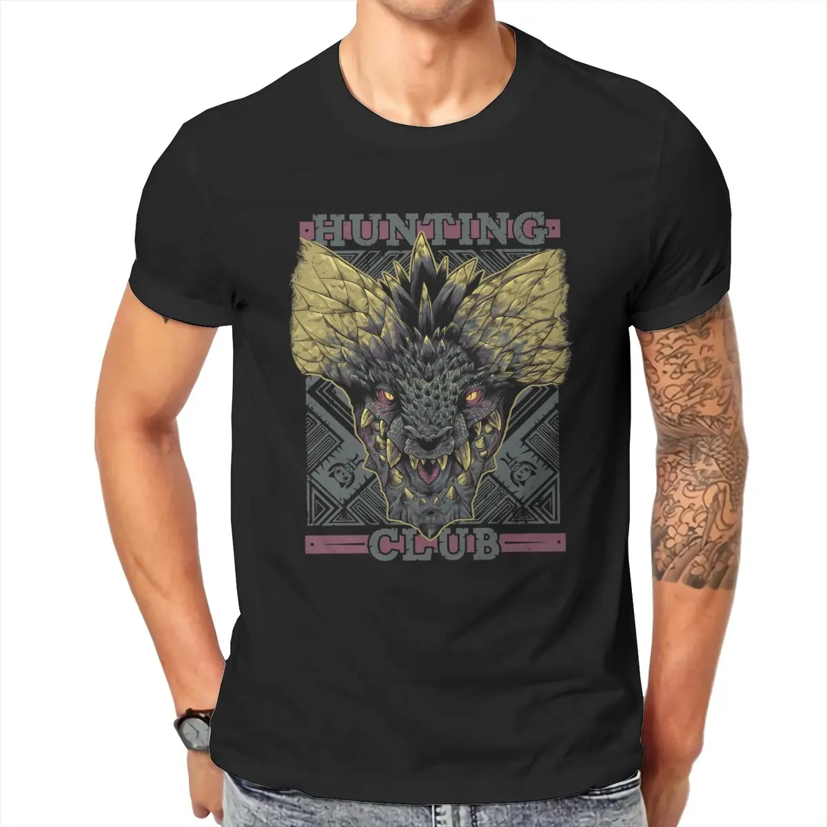 Unisex Hunting Club Nergigante Cotton Leisure T-Shirt – RPG Game Inspired Summer Tee