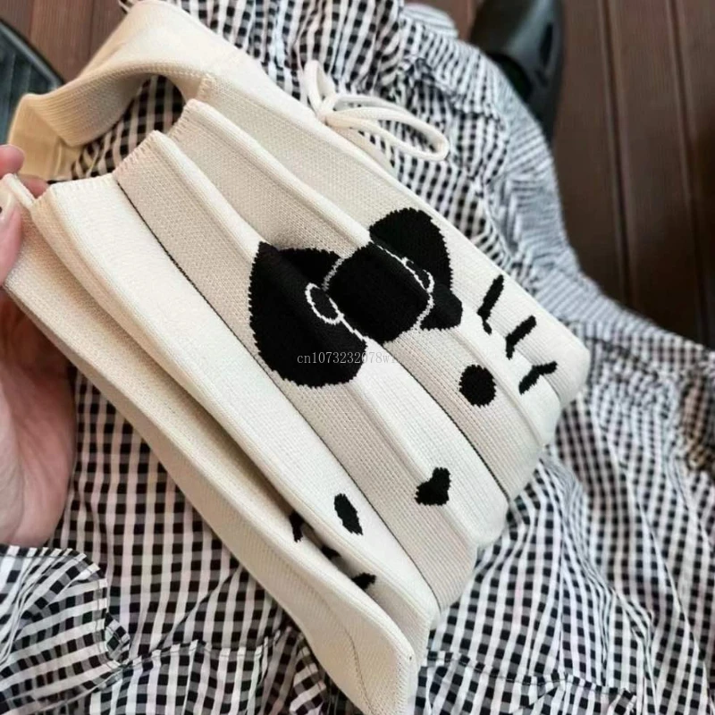 Sanrio Hello Kitty Niche Designer Pleated Shoulder Shopping Bag Summer Foldable Knitted Large Portable Handbags Korean Tote Bag