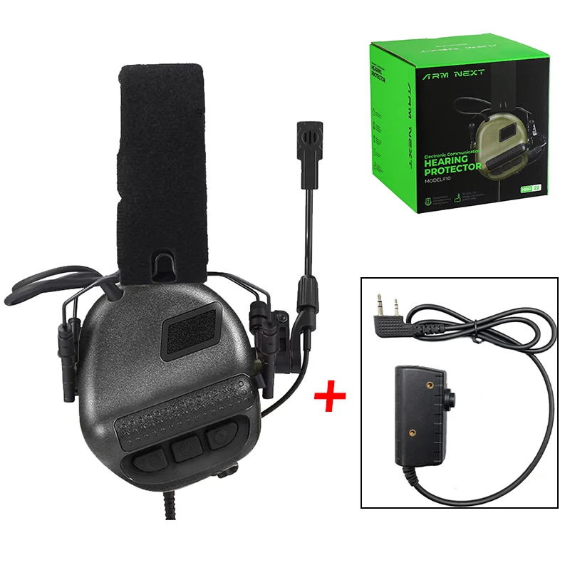 

ARM NEXT F10 Electronic Tactical Headphones + PTT Adapter Shooting Protection Noise Canceling Headphones Tactical Protection