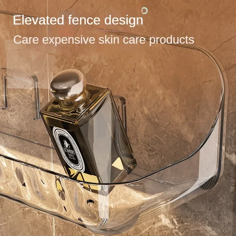 Washstand Cosmetics Storage Rack Acryli Shower Storage Rack Bathroom Shelf No Drill Organizer Wall Mounted Toilet Shampoo Holder bathtub storage rack