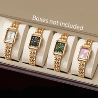 4PCS/Set Fashion Rectangle  Women Watches Quartz Watch Luxury Stainless Steel Band Wristwatches Reloj Mujer Clock（Without Box） 1