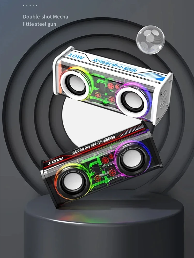 Description Picture 3 of itemIconic Brand V8 Transparent Mecha Speakers Bluetooth 5.0 Wireless Double Bass Diaphragm Subwoofer Music TWS RGB Light Loudspeaker