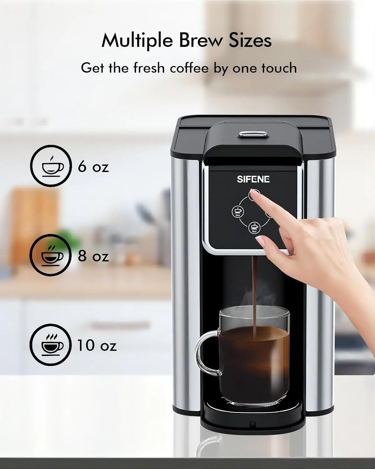 SIFENE Single Serve Coffee Maker, 3-in-1 Quick Brew for Coffee Pods, Ground Coffee, & Loose Tea, 1150W, Compact, Black 5