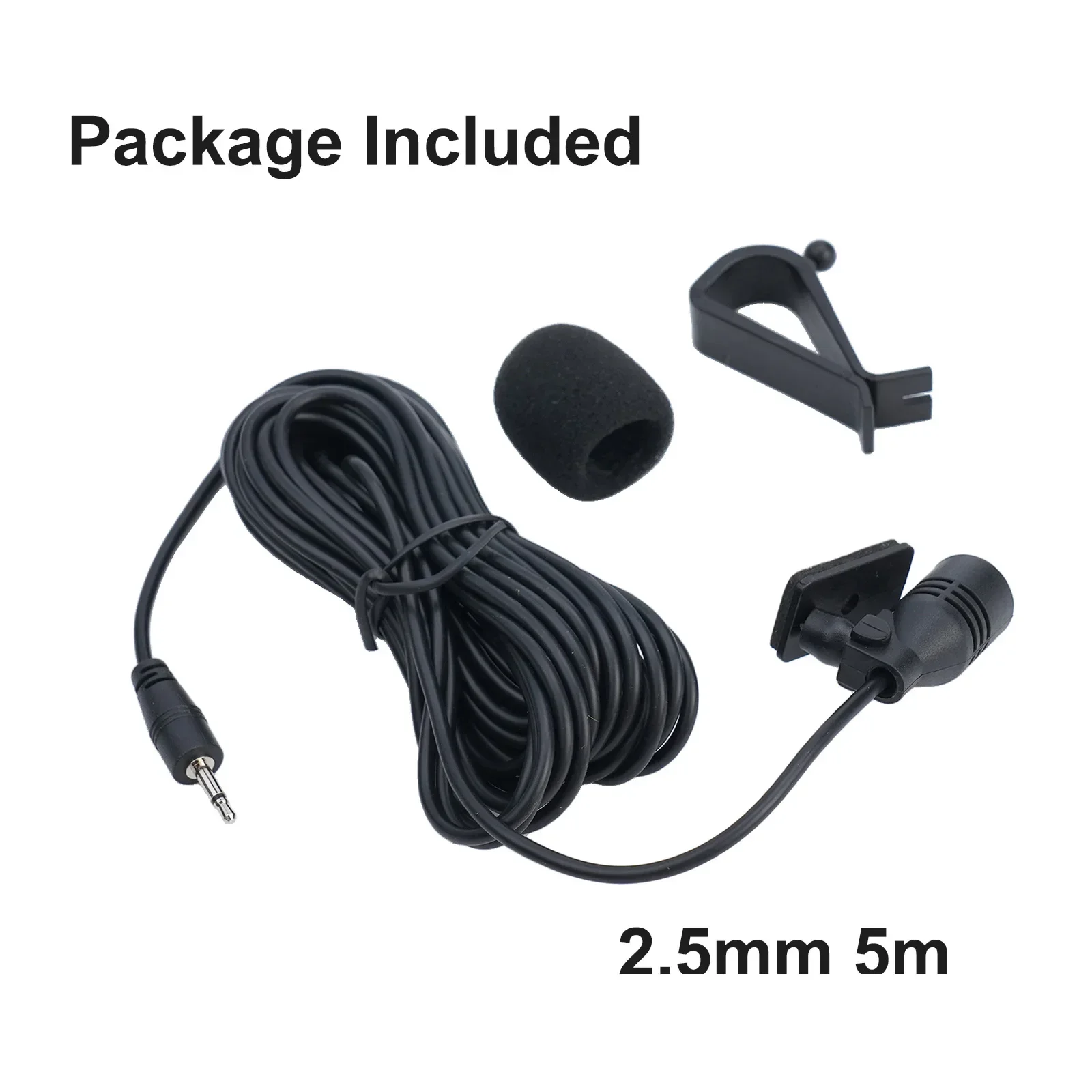 Microphone Audio Car Connector External Low impedance U-type fixing clamp 2.5mm For Radio GPS 5m
