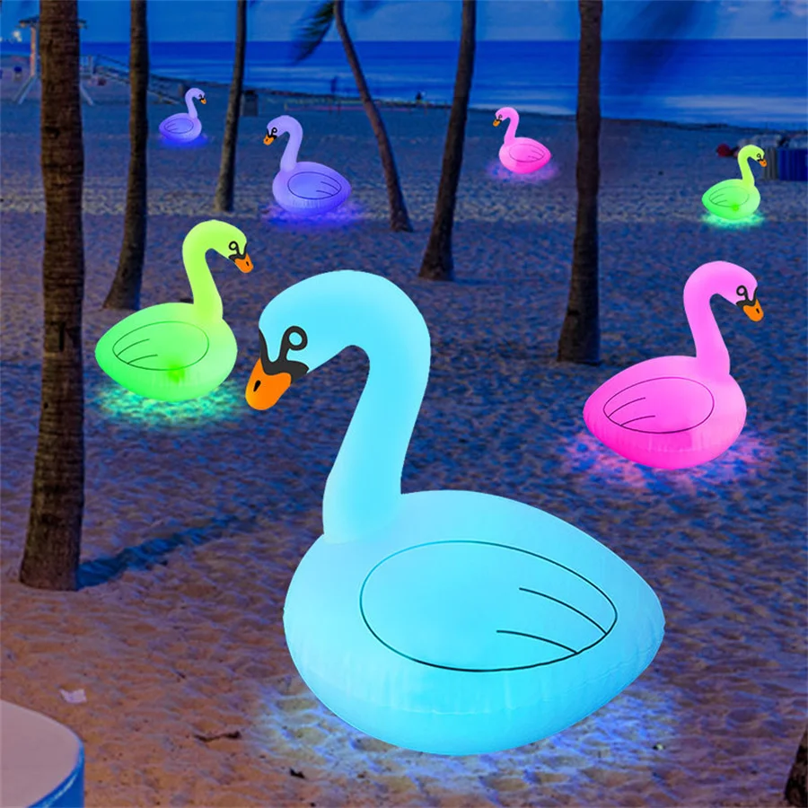 

Thrisdar RGB Inflatable Solar Swan Light Solar Garden Pathway Lights Outdoor Solar Landscape Lawn Lamp for Patio Walkway Decor