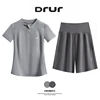 DRUR Summer 2 Piece Yoga Outfits For Women Tracksuit Sets With Loose Sport T-Shirt & Shorts Brathable Sportswear For Running Gym