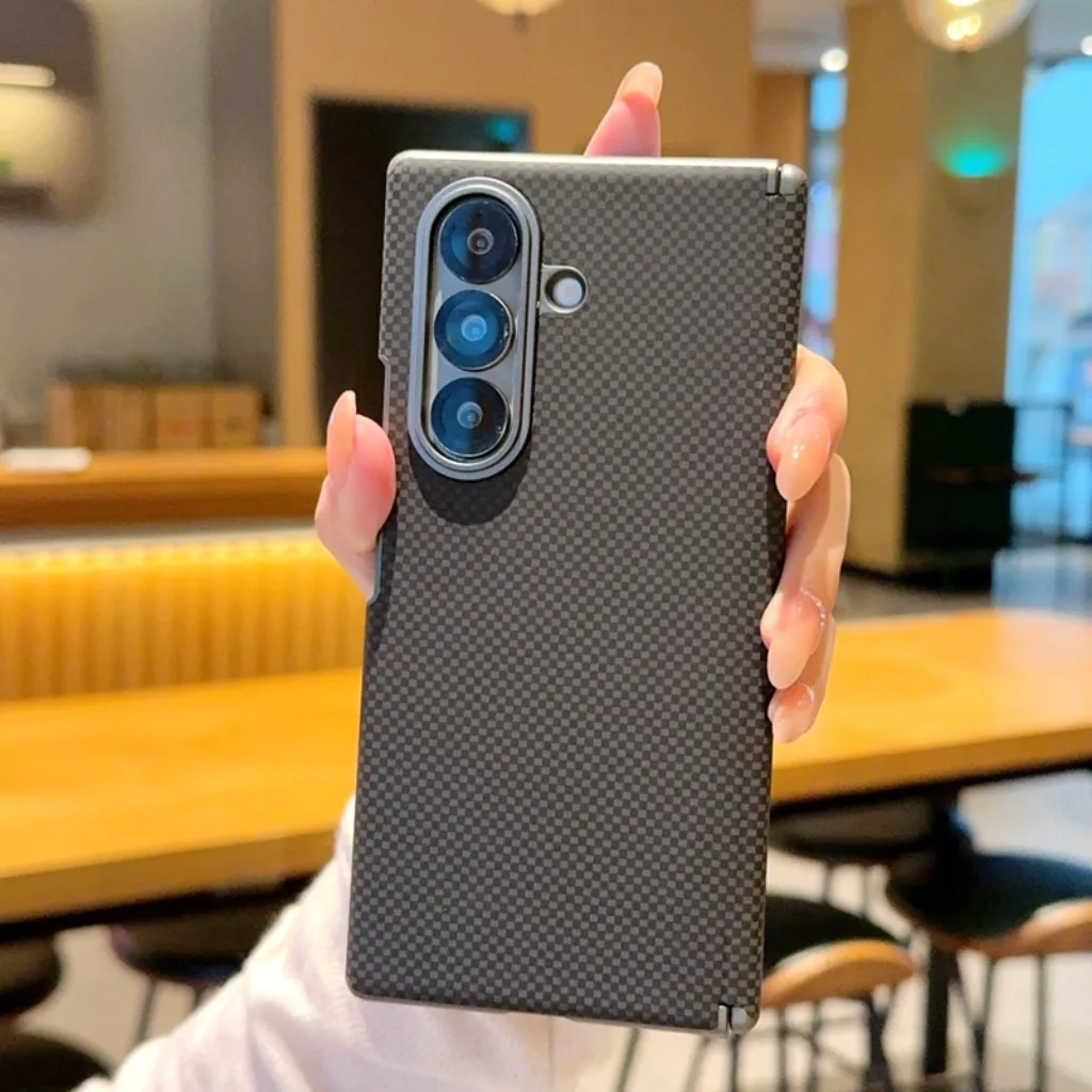 Deluxe Carbon Fiber Texture Magnetic Phone Case with Electroplated Back Cover
