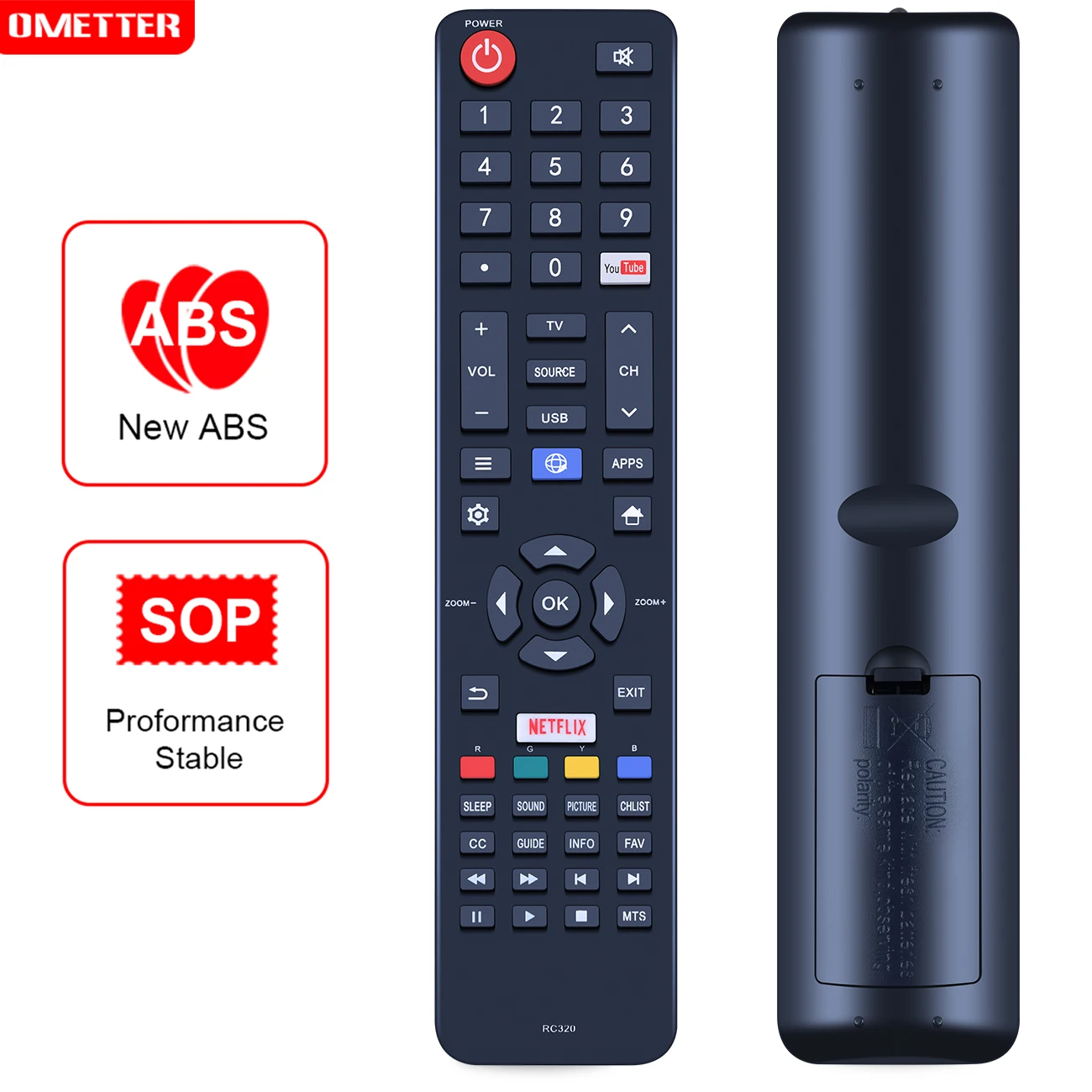 

Household TV Remote Control Replacement RC320 Compatible with Fanco Atvio Rc320 Smart TV Netflix Easy to Operate 95AF