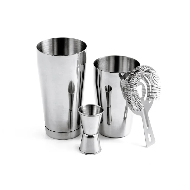 Cocktail Mixer Shaker Set 4pcs Boston Shaker Tins Bartender Kit 18oz & 28oz Mixed Drink Shaker Strainer Double Measuring Jigger images - 6