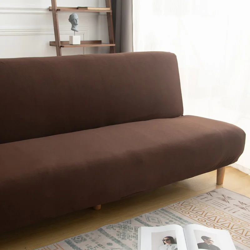 LANMOLIFE Elastic Armless Sofa Bed Cover Solid Color Stretchable Full Covers Foldable Sofa Bed Covers Washable Furniture