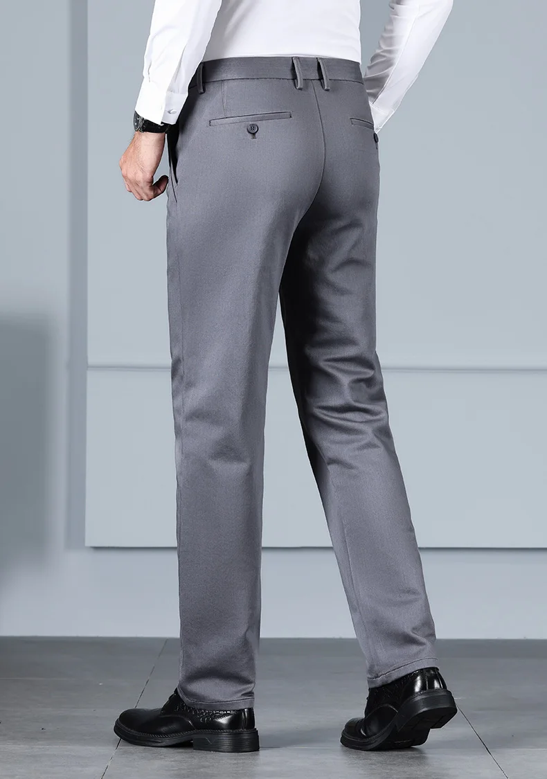 Description Picture 6 of itemCotton Elastic Suit Pants Men's High-End Quality Formal Wear Office Business Loose Straight High Waist Slim Casual Pants