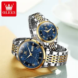 OLEVS Top Luxury Brand Couple Watch For Women Men Waterproof Clock Male Calendar Automatic Mechanical Wrist Watches Ladies Man