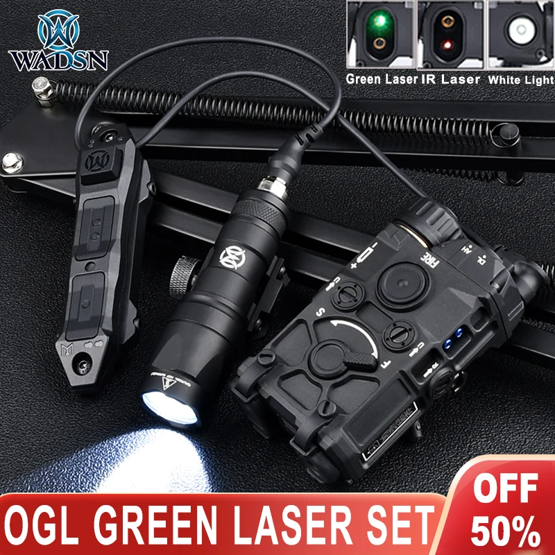 

Tactical Nylon OGL Green IR Laser White Light Strobe SF M600C M300A Flashlight Set Augmented PressureSwitch Fit Mlok Keymod Rail