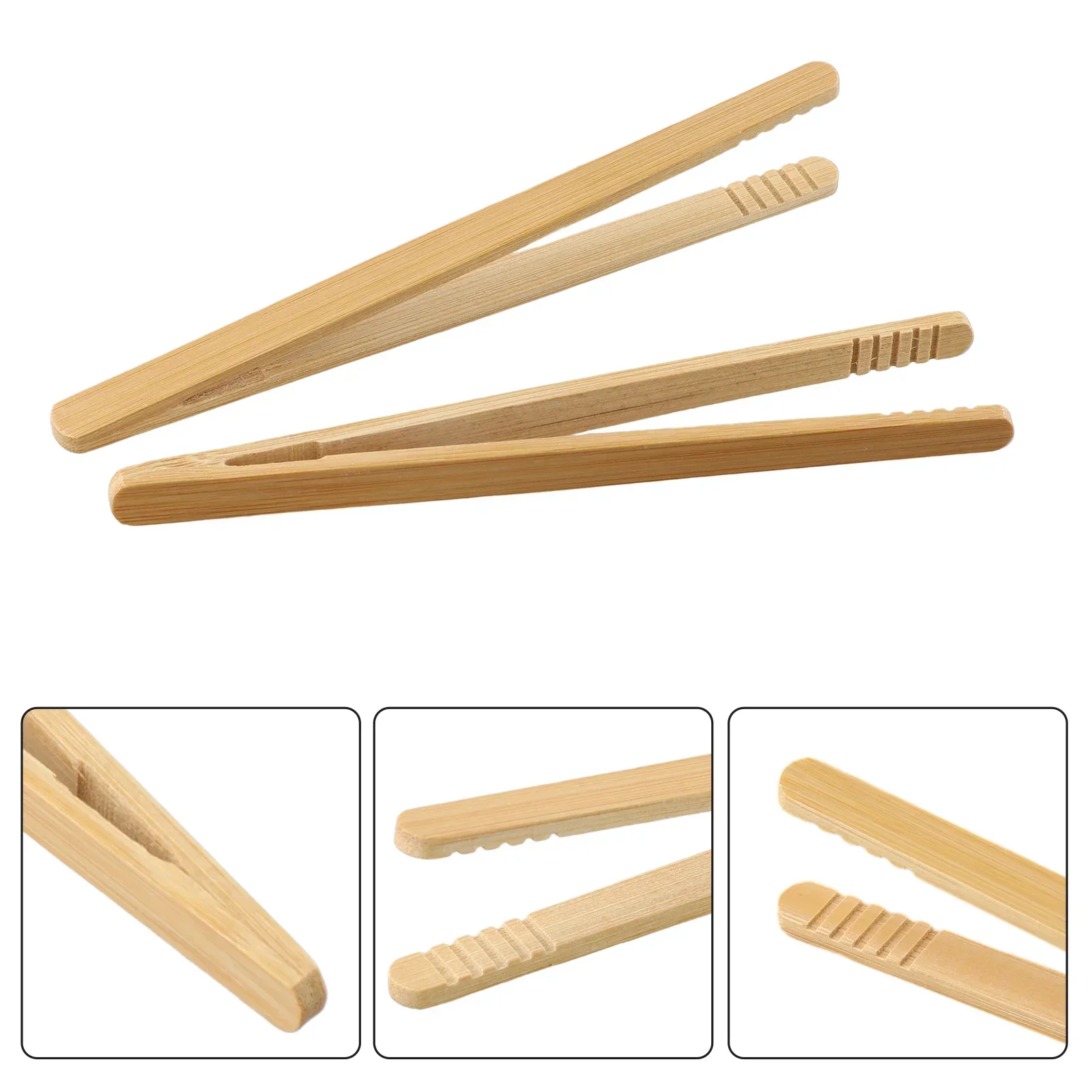 2Pcs Toaster Bamboo Tongs Multipurpose For Fruits Bread Pickles Cheese Bacon Toast Salad Tea Kitchen Utensil