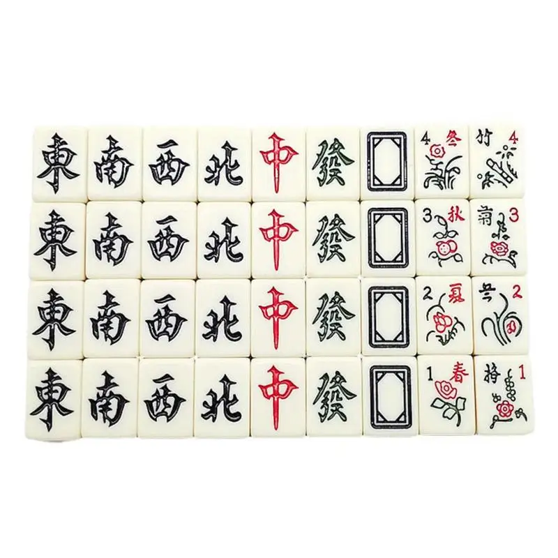 Portable Travel Chinese Mahjong Game Set With 144 Sheets Classic Tiles Chinese Mahjong Game Set For Travel Party Boys And Girls 4
