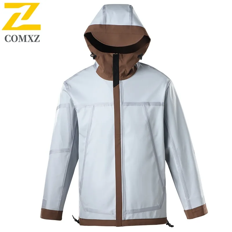COMXZ Men's Trench Coat Detachable 3-in-1 Minimalist Outdoor Camping Work Chaqueta Hiking Breathable Wear Resistant Outerwear