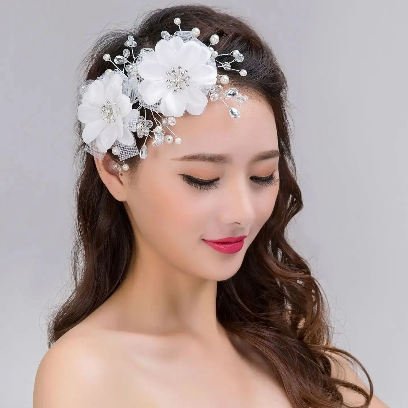 New Bridal Headdress Handmade Head Flower Pearl Crystal Hair Ornaments Rhinestone Wedding Headdress Wedding Dresses Accessories, hair accessories,bridal hair accessories,bridal jewelry set